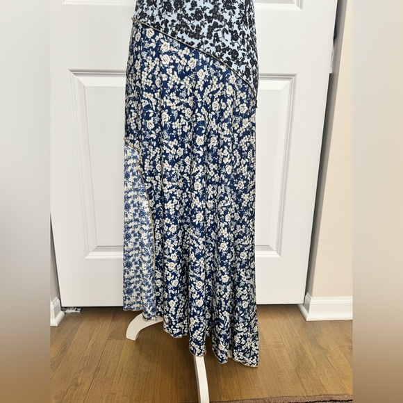 Mango - Asymmetrical Hem Patchwork Floral Maxi Dress (large) - Picture 2 of 5